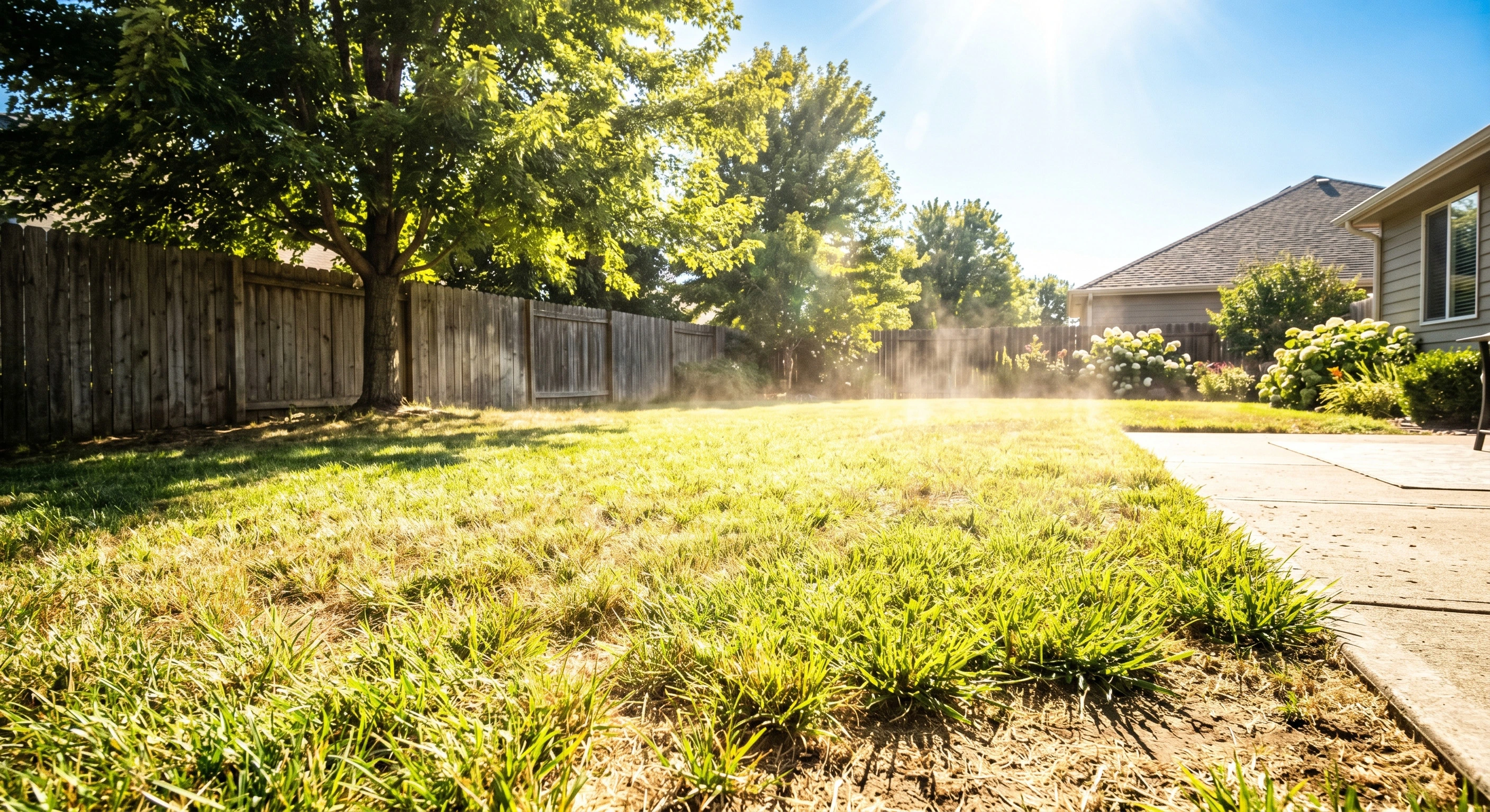 Indianapolis lawn in the summer heat and sun