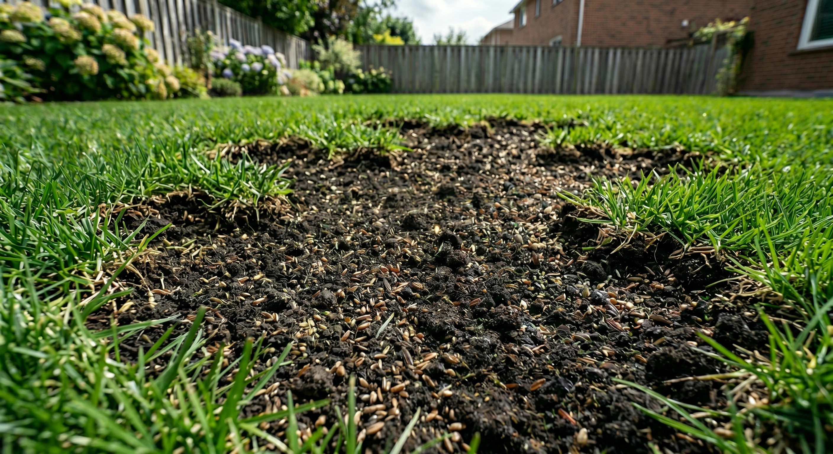 Patch of dirt with grass seed in Indianapolis, IN