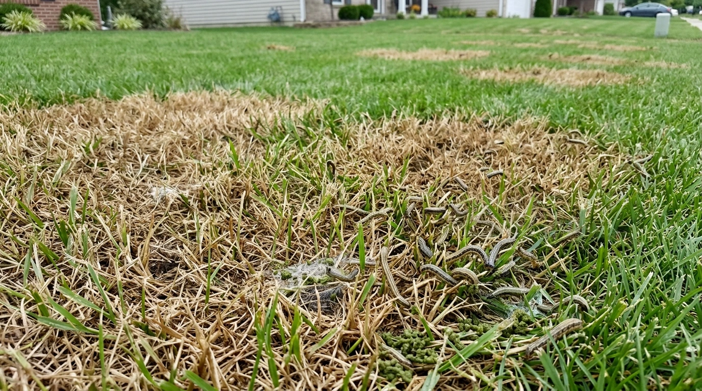 Armyworms in an Indianapolis lawn